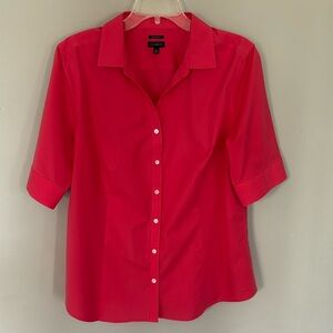 Talbots Button Up Shirt Pink 3/4 Sleeves Wrinkle Resistant size 16